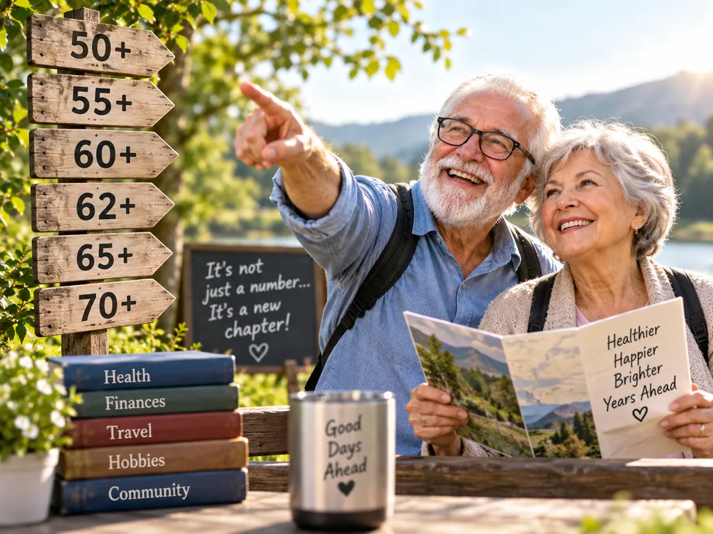 A senior couple explores different age milestones, showing that senior citizen age can vary across programs and life stages.